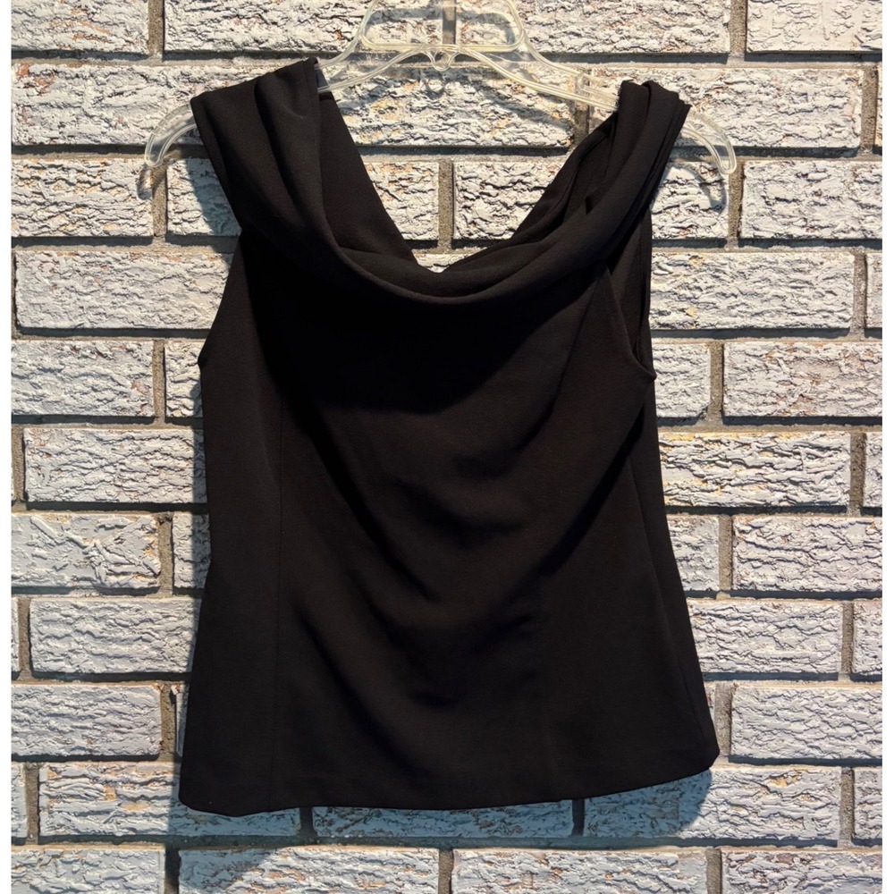 Club Monaco Womens Black Cowl Neck Sleeveless Crepe Blouse Top Size M